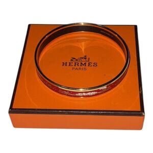 Hermes Enamel Cloisonne Yellow x Gold Bangle Bracelet W/Box